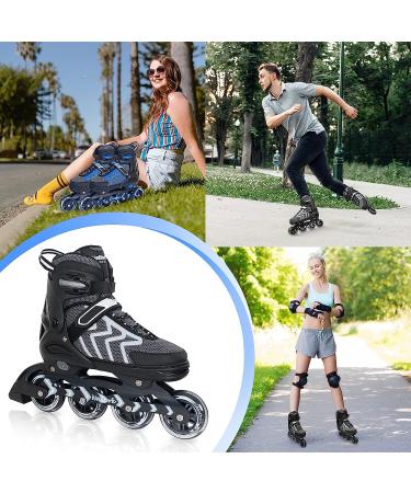 Nattork Adjustable Inline Skates for Adults & Teens | Black X-Large 8-10.5US | Indoor & Outdoor Roller Blades for Boys - Beginners - Buy Online on GoSupps.com