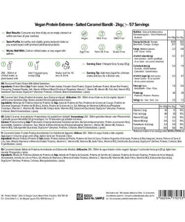 Protein Works Vegan Protein Extreme 2kg - 29g Plant Based Protein | Vitamin Blend | 57 Servings | Salted Caramel Bandit - Buy Online on GoSupps.com