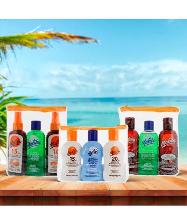 Malibu Sun Travel Essentials with Medium Suncream Protection and Soothing Aftersun Lotion Water Resistant SPF 15 and 20 Multipack 3 x 100ml - Buy Online on GoSupps.com