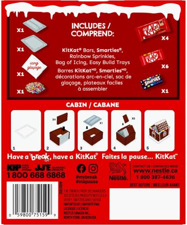 KIT KAT KITKAT Holiday Cabin Kit Christmas Chocolate Everything Included KITKAT Milk Chocolate Wafer Bars & KITKAT Mini Bars SMARTIES Icing & Sprinkles No Baking Required 389 g - Buy Online on GoSupps.com