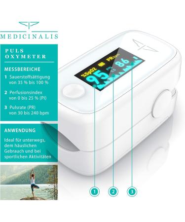 Buy Medicinalis Finger Pulse Oximeter - Accurate SpO2 & Heart Rate Measurement - OLED Display One-Touch Operation Battery Indicator - Ships Internationally - Buy Online on GoSupps.com