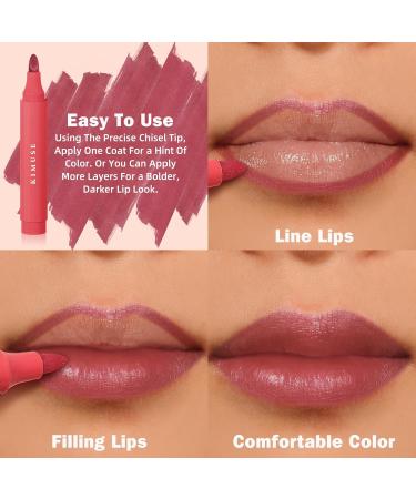 KIMUSE Lip Stain Marker Set - Long Lasting Waterproof Smudgeproof Lip Liner & Color | Matte Finish | All Day Wear (Radiantly Rose - Buy Online on GoSupps.com