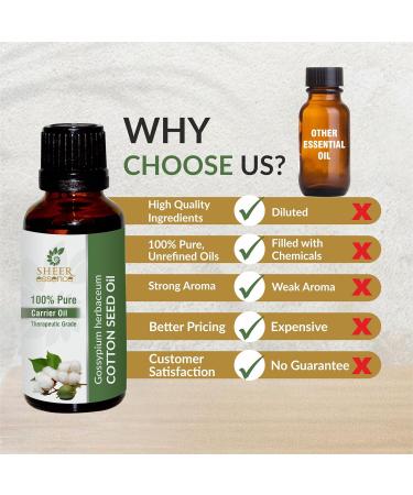Cotton Seed Oil -(Gossypium Herbaceum) -Essential Oil 100% Pure Natural Undiluted Uncut Therapeutic Grade Oil 0.16 Fl.OZ - Buy Online on GoSupps.com
