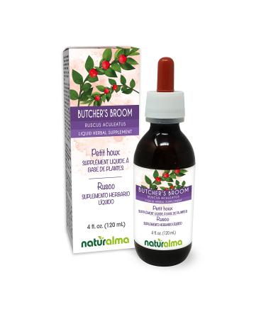 Naturalma Butcher's Broom (Ruscus aculeatus) Root Alcohol-Free Tincture 4 fl oz Liquid Extract in Drops | Herbal Supplement | Vegan | Product of Italy Alcohol-free 4 Fl Oz (Pack of 1)