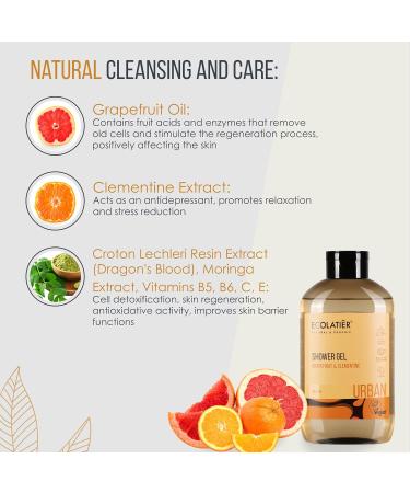 Ecolatier Grapefruit Body Wash - 97.5% Natural & Vegan Revitalizing Grapefruit & Clementine 20.3 Fl Oz - Buy Online on GoSupps.com
