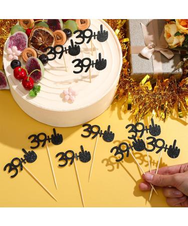 Gersoniel 24 Pieces 39 + 1 Cupcake Toppers Funny 40th Birthday Cupcake Picks Glitter Black Middle Finger Cake Toppers 40th Cupcake Decoration for Happy 40th Birthday Party Anniversary Decorations - Buy Online on GoSupps.com