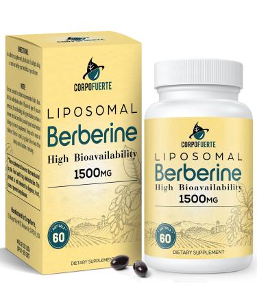 Liposomal Berberine HCl 1500 mg - Berberine Supplement Activates AMPK - Supports Body Balance in Women and Men - Third-Party Tested for Purity 60 Count (Pack of 1)