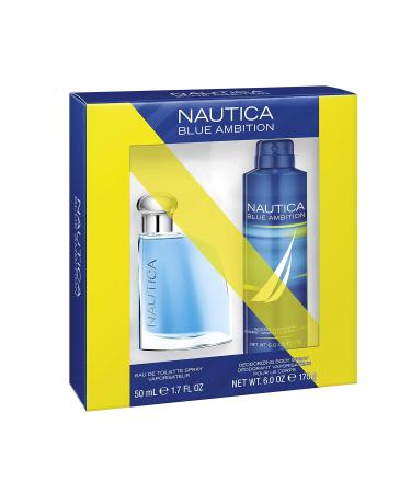 Nautica Blue Ambition 2-Piece Gift Set with 1.7-Ounce Eau de Toilette and 6-Ounce Deodorant Body Spray Total Retail Value $40.00 1 Count (Pack of 1) Eau de Toilette - Buy Online on GoSupps.com