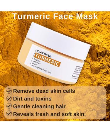 Turmeric Face Clay Mask with Kaolin Clay Vitamin C Clay Mask Deep Cleansing Pore Mask Clay Face Mask Mud Mask for Radiant Skin Oil Balance Face Masks Skincare for Blackhead Blemish & Acne - Buy Online on GoSupps.com
