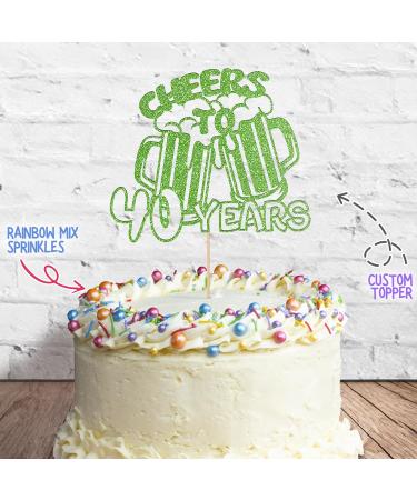 Cakeshop Cake Decoration Pack | Cheers Beers Happy Birthday Premium Double Sided Glitter Card Cake Topper & 25g Party Pack of Cake Sugar Sprinkles | Custom Age Cake Decorations (Green) Non-Prime Glitter Card: Green - Buy Online on GoSupps.com