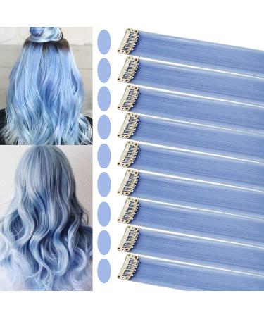 MQY Color 9PCs 21 Hair Accessories | Clip-in Colored Hair Extensions for Girls & Women - Haze Blue Highlights - Buy Online on GoSupps.com