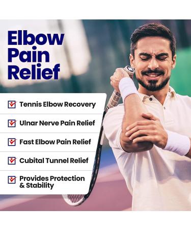 Elbow Splint for Tendonitis & Cubital Tunnel Brace - Tennis Elbow Support with Arm Compression Sleeve - Ulnar Nerve Brace for Men & Women - Pain Relief & Sleep Aid - Buy Online on GoSupps.com