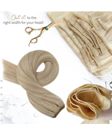 Moresoo Double Weft Human Hair Extensions Ash Blonde & Platinum Blonde - 14 Inch(Pack of 1) - Buy Online on GoSupps.com