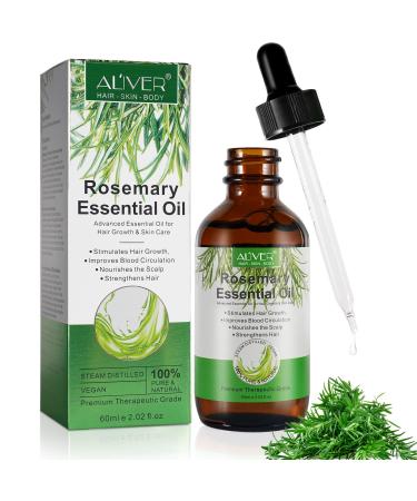 Rosemary Oil for Hair Growth (2.02 fl oz), Organic Rosemary Essential Oil, 100% Pure Natural, Nourishes The Scalp,Stimulates Hair Growth, Improves Blood Circulation,Rid of Dry Hair, Rosemary Hair Oil 2.02 Fl Oz (Pack of 1)