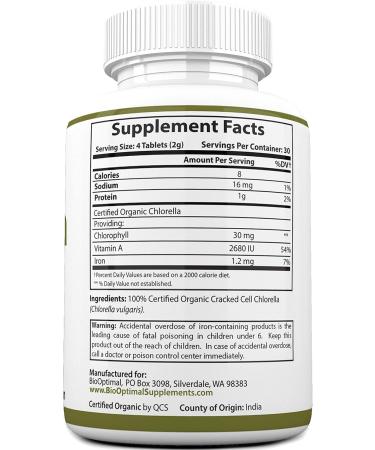 BioOptimal Chlorella Spirulina - Bundle - Organic Chorella Tablets & Organic Spirulina Tablets 120 Count Each Premium Quality 4 Organic Certifications - Buy Online on GoSupps.com