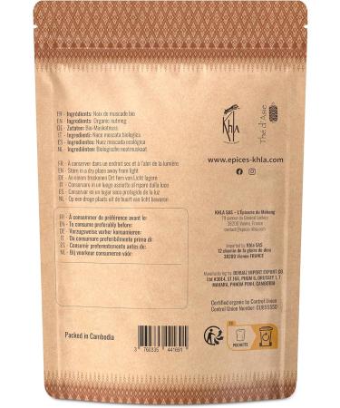 Khla - Organic Whole Nutmeg 50g - Sri Lankan Nutmeg - Kitchen & Pastry Ingredient - Rare Asian Spice - Direct producer - Christmas Spice Quiches Purees Gratins - Buy Online on GoSupps.com