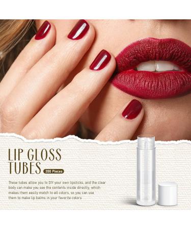 200 Clear Lip Balm Containers | 0.186 Oz/5.5 ml | Lightweight Lip Gloss Tubes with White Caps | Bulk DIY Lipstick Tubes - Buy Online on GoSupps.com