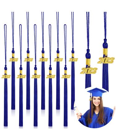 20 Pcs Blue Graduation Tassel with 2023 Year Charm Academic Graduation Tassel with Gold 2023 Year Charm Pendant Graduation Cap Blue Tassel for Graduate Parties Ceremonies Souvenir Gifts 9.5
