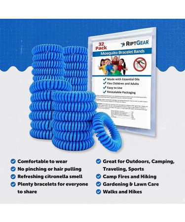 RiptGear Mosquito Repellent Bracelets - 32 Pack for Kids & Adults | Citronella Wristband | DEET-Free Bug Repellent Bracelets for Camping - Buy Online on GoSupps.com