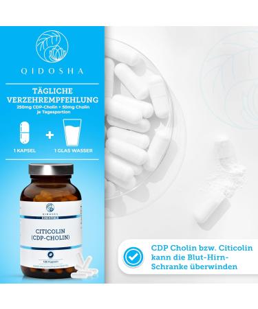 Qidosha CDP Choline Capsules - 180 Vegan Citicolin Capsules (250mg) | German Quality Lab Tested International Shipping - Buy Online on GoSupps.com