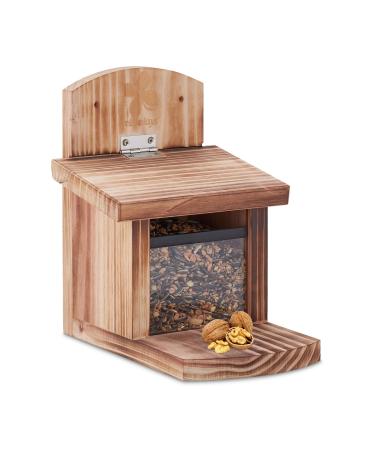 Relaxdays Squirrel Feeder FSC-Certified Folding Roof Ventilation Holes Feeding Station for Hanging Natural Wood