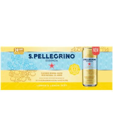 S.Pellegrino Essenza Lemon Lemon Zest Flavored Mineral Water, 11.15 fl oz. Cans (24 Count) Lemon & Lemon Zest