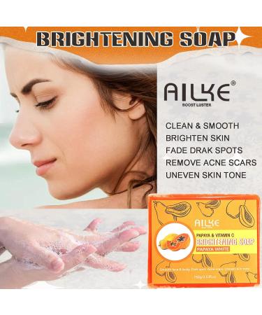 Organic Papaya Whitening Soap Deeply Moisturizes For Smooth Face & Body Remove Dark Spot Acne Scars Uneven Skin Tone With Vitamin C 150g/ 5.3OZ - Buy Online on GoSupps.com