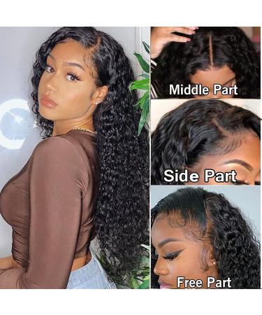 Lace Front Human Hair Water Wave Wig 20 - Brazilian Wet and Wavy, Glueless 150% Density, Pre Plucked Natural Color - Black Women's 4x4 Lace Closure - Buy Online on GoSupps.com
