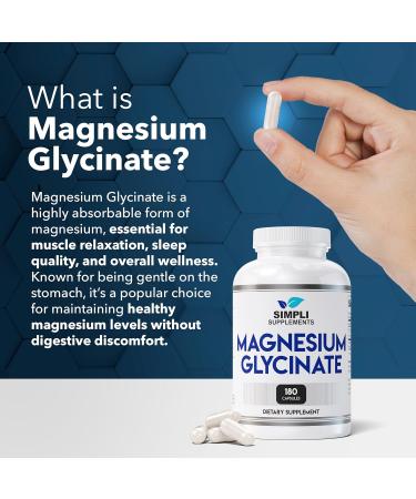 Magnesium Glycinate 400mg per Serving High Absorption Gentle on Stomach Supports Sleep Relaxation Muscle Bone & Immune Health Non-GMO Vegan 180 Capsules - Buy Online on GoSupps.com