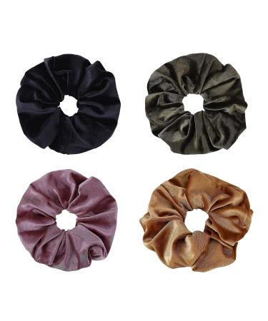 Warmsmile Extra Large Velvet Scrunchie 8 Inch Oversized Hair Scrunchy Big Jumbo Ponytail Holder For Thick Curly Long Hair Bun Elastic Band Accessories Women Girls Gift 4 Pack 4 Colors XL Size