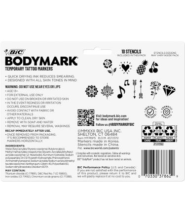 BIC BodyMark Body Art Markers Pastel Pop - 5-Count Assorted Colors Skin-Safe Cosmetic Quality Set - Buy Online on GoSupps.com