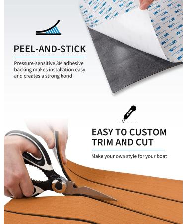 OCEANBROAD 3M Self-Adhesive EVA Foam Boat Flooring 48x16 Faux Teak Marine Decking Sheet - Non-Slip Mat for Motor Boats, Yachts, Pontoon, Swim Platforms - Brown with Black Seam Lines - Buy Online on GoSupps.com