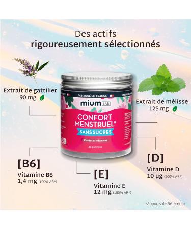 Mium Lab - Premenstrual Syndrome & Painful Periods - Highly Concentrated - Plants (Melissa Chatthorn) & Vitamins E D and B6 - 21 Day Cure - Forest Fruit Flavor - Made in France - Buy Online on GoSupps.com