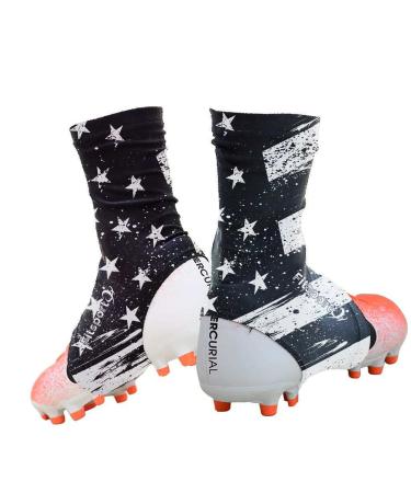 FITSPORT Football Spats - Football Cleat Socks - Cleat Spats for Soccer, Baseball & Softball,Cycling Black & White Small-Medium