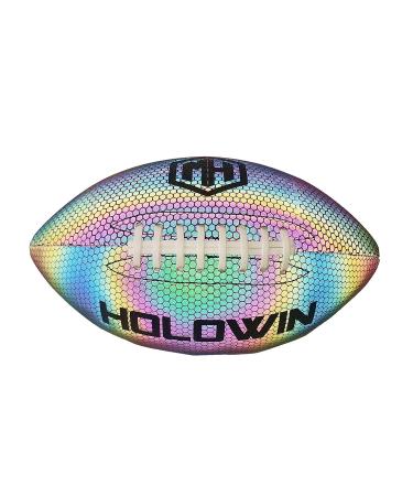HW HOLOWIN Holographic Luminous Light Up Reflective Football for Night Games & Training, Glowing in The Dark, Great American Football Toy Gifts for Boys, Kids, Men Black Official (Size 9)