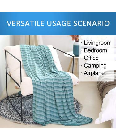 Double Sided Cooling Blanket - King Size 108x90 - Lightweight Breathable Oversize Blanket for Hot Sleepers - Green Stripe Design - Buy Online on GoSupps.com