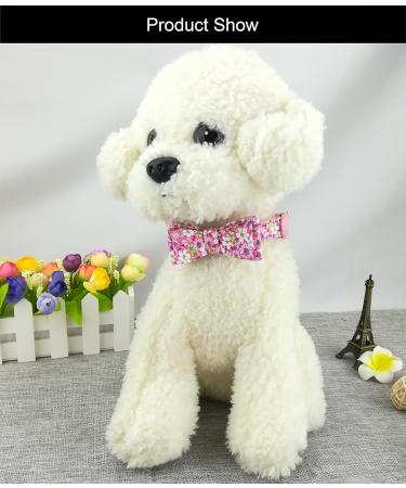 Newtensina Fashion Dog Collar with Bow Ties Girl Flower Pattern Bow Tie Puppy Collars for Cats Dogs - Pink - M M Pink - Buy Online on GoSupps.com