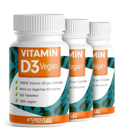 Vitamin D3 Vegan 1000 IE - 1095 tablets - Vitamin D3 optimally high -dose - for immune system bones & teeth - without undesirable additives - laboratory test with certificate - 3x365 tablets 3x 365 tablets