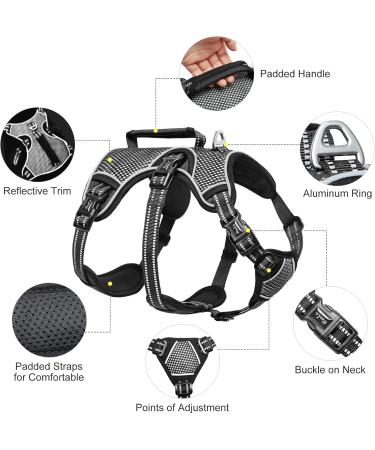 Premium Heele Dog Harness - Reflective Breakout Design Robust Handle Perfect Fit - Black (M) - Buy Online on GoSupps.com