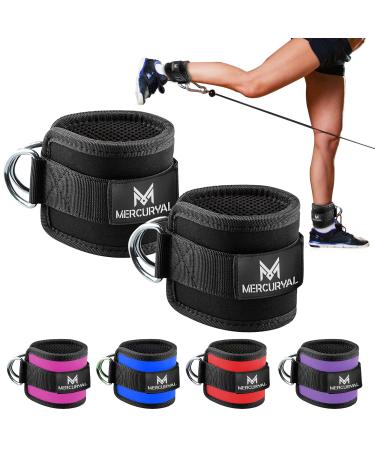 Mercury Pack 2 Fitness Foot Lift Cable Train - Kickbacks Foot Laufe - Foot loop Cable pull - Ankle Straps Gym - Fitness Accessories - Foot cuffs Cable Catch Track For Men And Women Leg Strecker Black