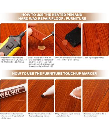 Wood Floor Repair Kit - Fix Scratches Cracks & Holes | 6 Wax Colors & 8 Marker Colors with Melting Tool - International Shipping - Buy Online on GoSupps.com