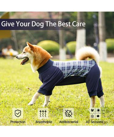 Heywean Dog Recovery Suit - Long-Sleeved Post-Op Bodysuit with Zipper for Dogs | Blue Checkered Design - Buy Online on GoSupps.com