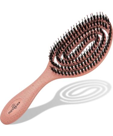 Marqus Bio Hairbrush with wild boar bristles and spiral spring - degeneration for every hair type for shine and volume - hair brush without ziepen color coral peach