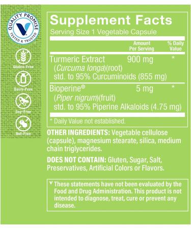 Vitamin Shoppe Triple Strength Turmeric with Curcumin 900mg - Joint Mobility & Antioxidant Support - 120 Capsules with Bioperine - Unflavored - Buy Online on GoSupps.com