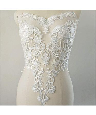 Bodice Lace Appliques Flower Embroidery Patches with Sequins Sewing on Bridal Dress Craft Projects 1 Piece - Buy Online on GoSupps.com