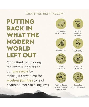 Ancestral Supplements Grass Fed Beef Tallow Capsules 3000mg Nourishing Kidney Fat Supplement Supports Bones Teeth Gums Skin Immune and Overall Health Non-GMO 180 Capsules Beef Tallow 180 Count (Pack of 1) - Buy Online on GoSupps.com