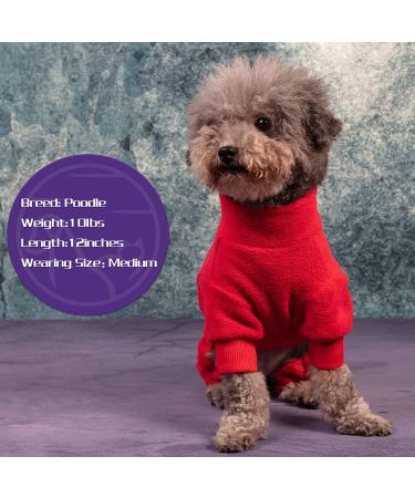 Cyeollo Dog Pajamas - Warm Fleece Thermal Onesie for Small-Medium Dogs | Red Winter Outfits - Buy Online on GoSupps.com
