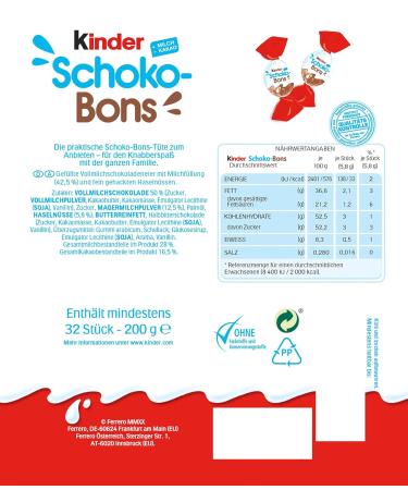 Kinder Schoko-Bons 200g - Creamy Milk Chocolate & Milk Cream Treats - Buy Internationally - Buy Online on GoSupps.com
