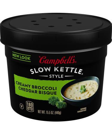 Campbell's Slow Kettle Style Creamy Broccoli Cheddar Bisque, 15.5 Ounce Microwavable Bowl