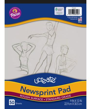  UCreate Newsprint Pad, White, 9 x 12, 50 Sheets